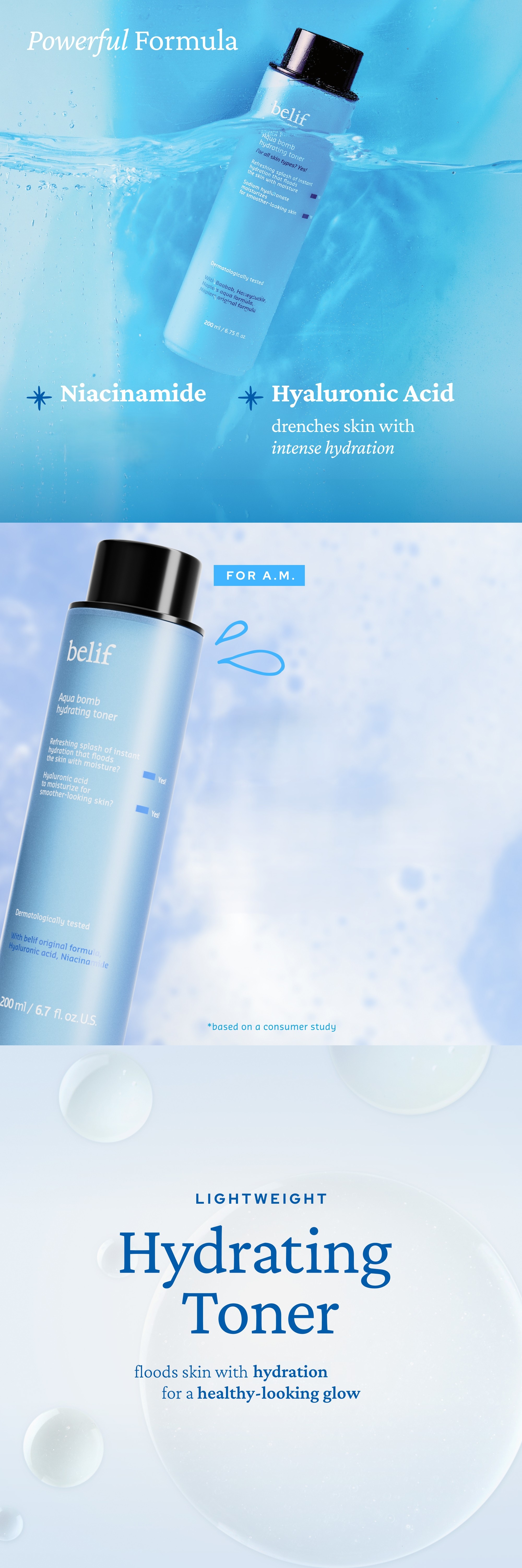 BELIF Aqua Bomb Hydrating Toner 6.76 fl. oz.(200ml) detail 1