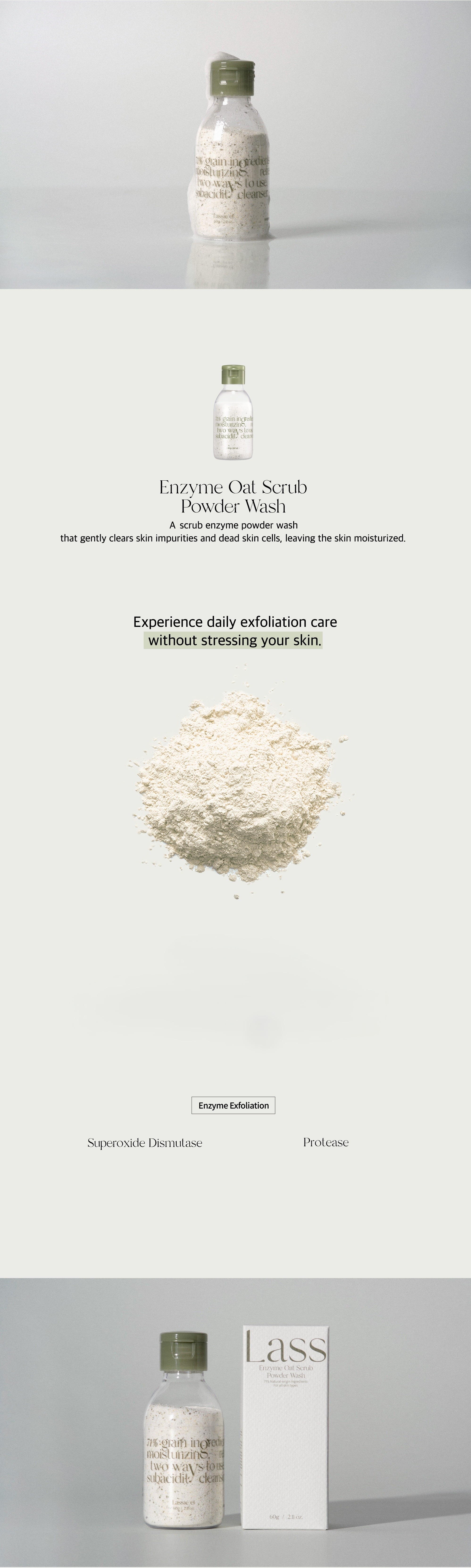 Lassie'el Enzyme Oat Scrub Powder Wash 2.1 oz.(60g) detail 1
