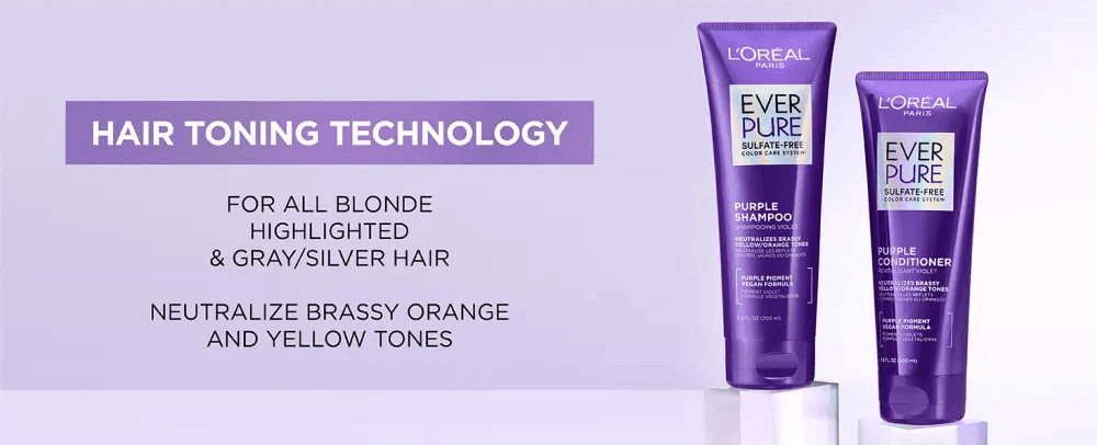 L'Oreal Paris Sulfate Free Purple Shampoo, Toning Blonde Bleached Hair, EverPure, 6.8 fl. oz.(200ml) detail 1
