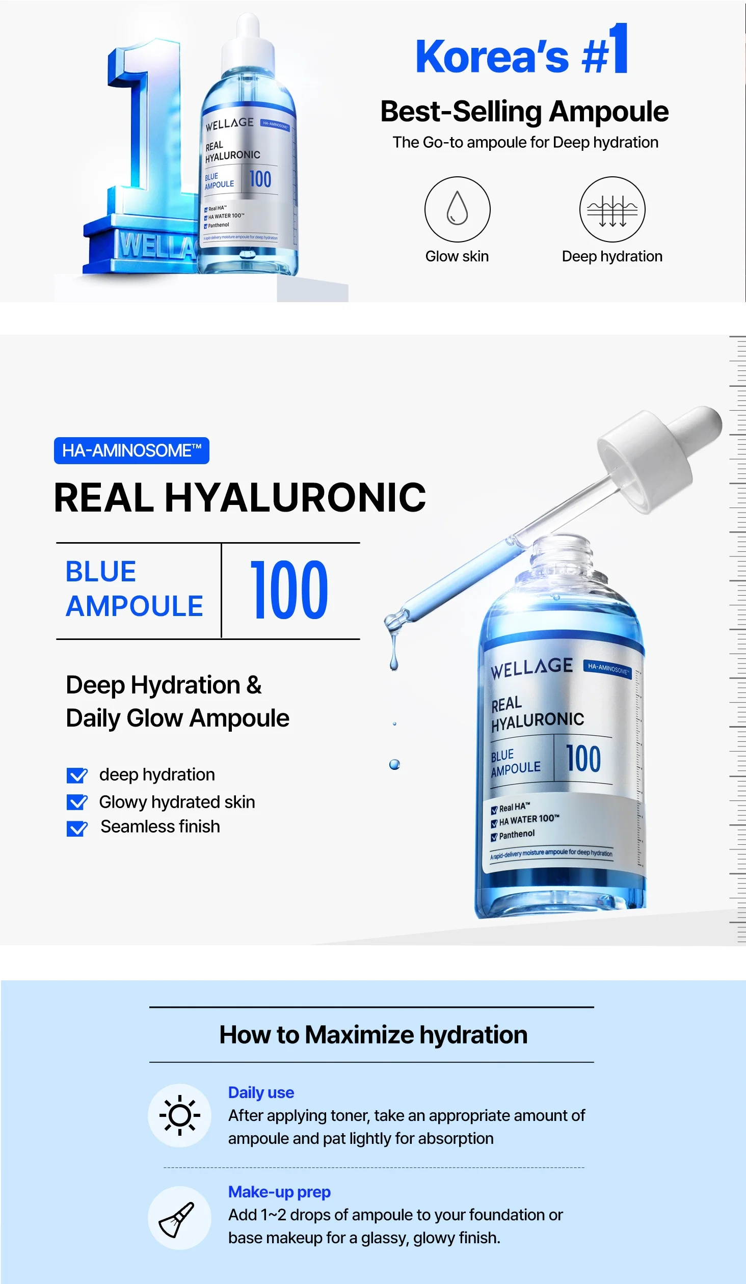 Wellage Real Hyaluronic Blue 100 Ampoule 2.54 fl. oz.(75ml) detail 1