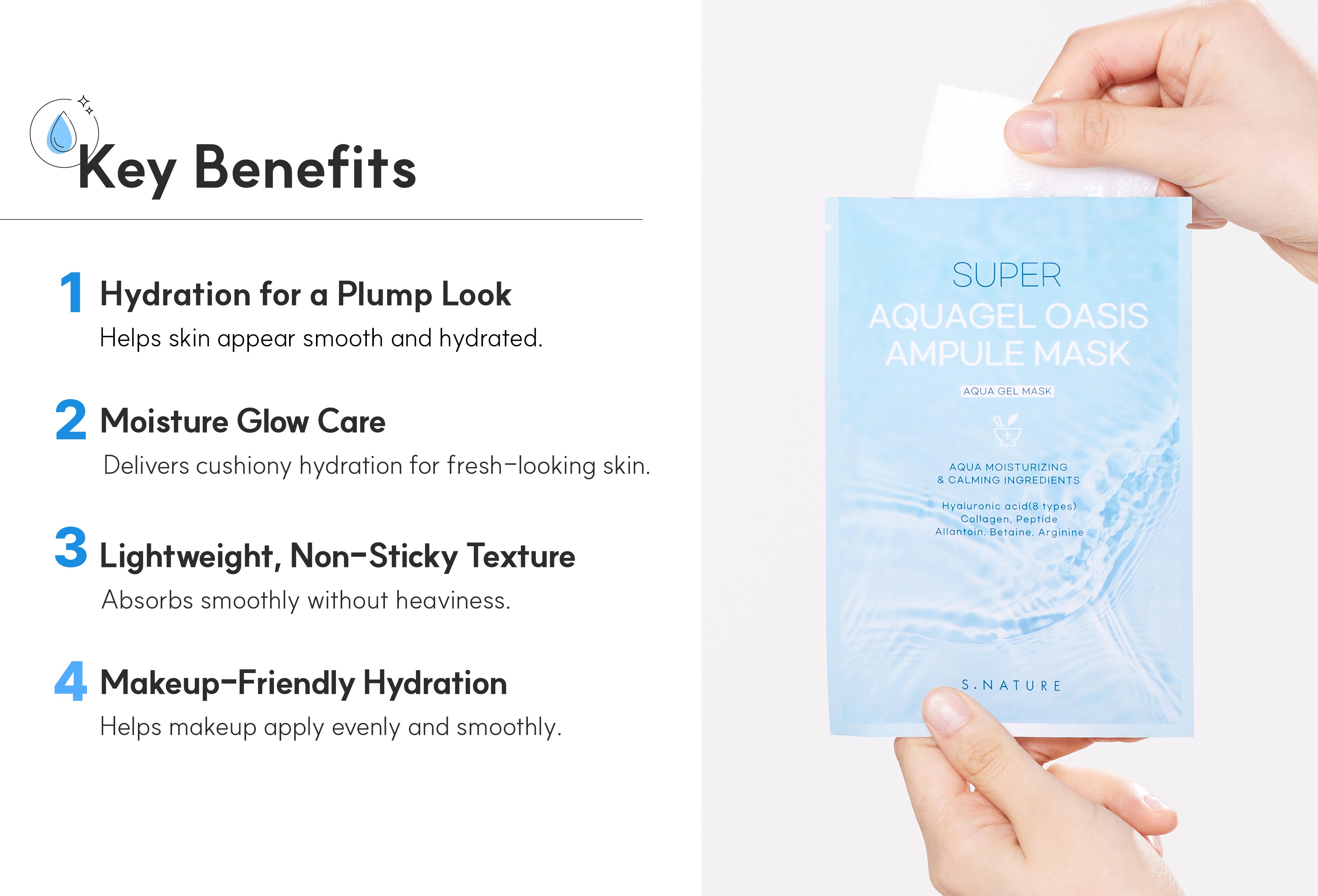 S.NATURE Super Aquagel Oasis Ampule Mask 5 sheets 5.07 fl. oz.(150ml) detail 2