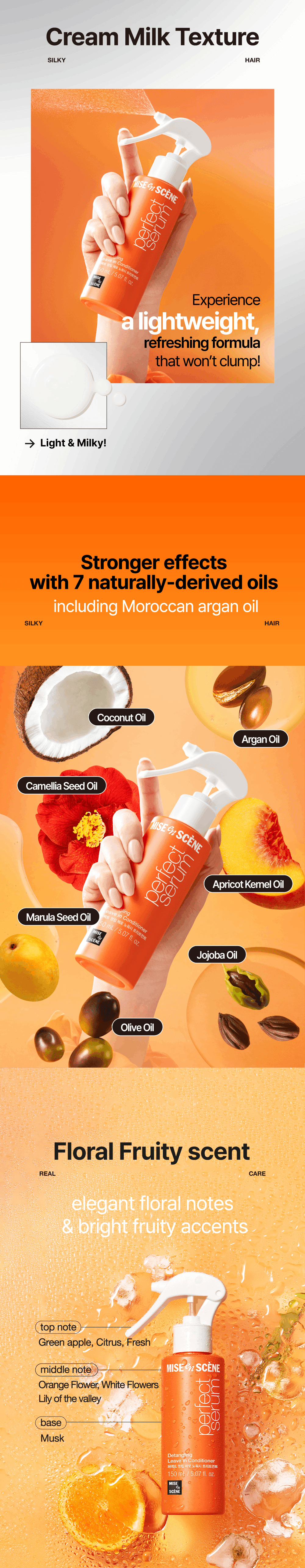 Mise-en-scene Perfect Serum Detangling Leave In Conditioner 5.07 fl. oz.(150ml) detail 3