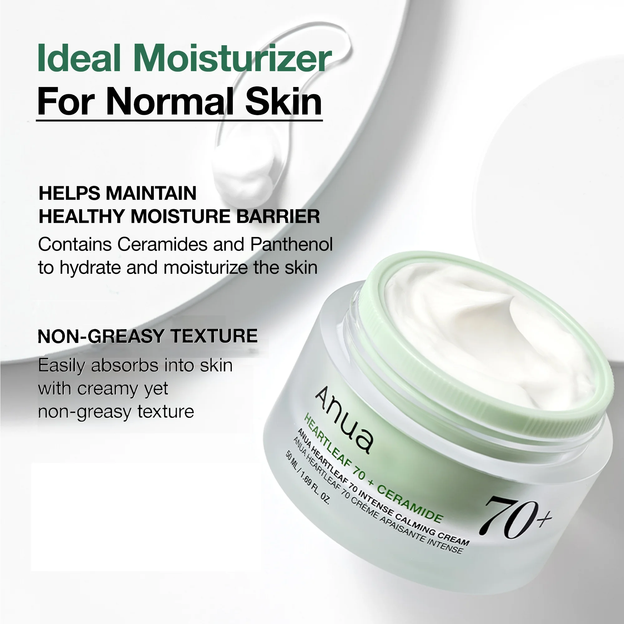 Anua Heartleaf 70 Intense Calming Cream 1.69 fl. oz.(50ml) detail 2