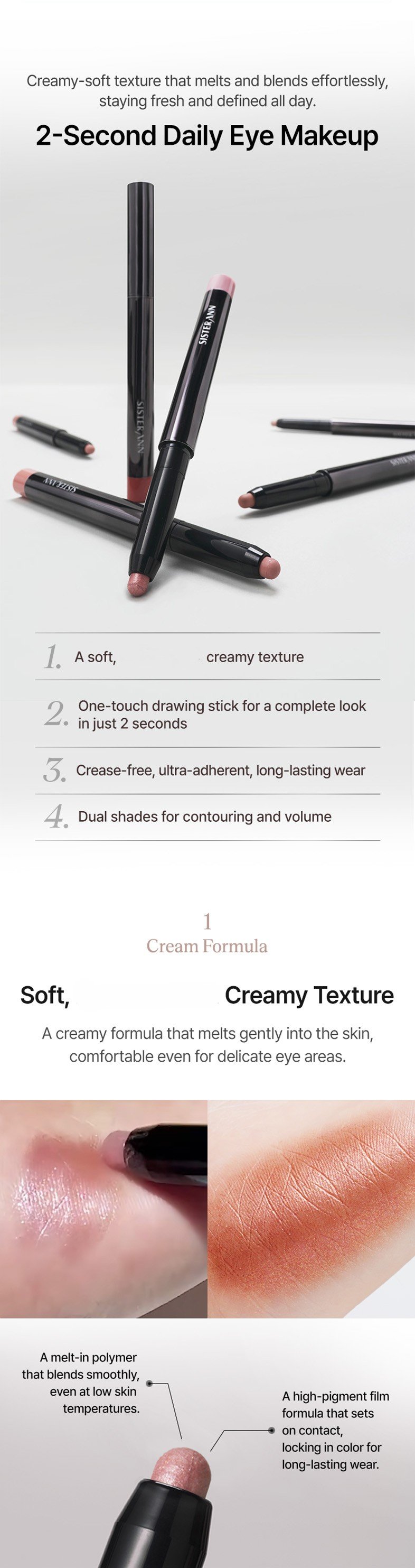 [4colors] SISTER ANN Double Effect Cream Stick Shadow 0.03 oz.(0.9g) detail 4