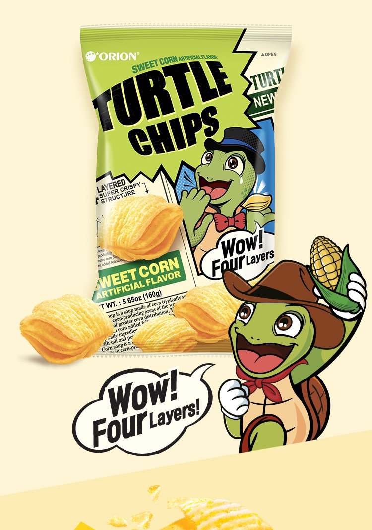 ORION Turtle Chips Sweet Corn 5.65 oz.(160g) detail 2