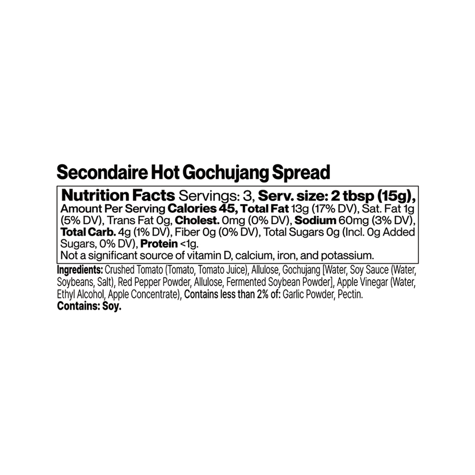 SECONDAIRE Hot Gochujang Spread 1.76 oz.(50g) detail 2