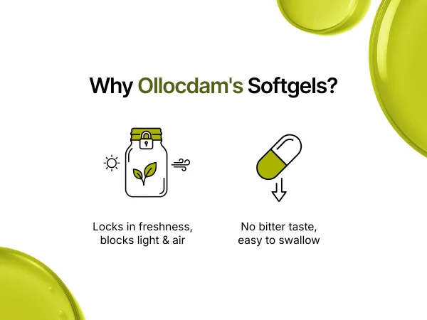 OLLOCDAM Olive3 Premium Extra Virgin Olive Oil Capsules 1500mg 0.05 oz.(1.5g) x 15ea detail 6