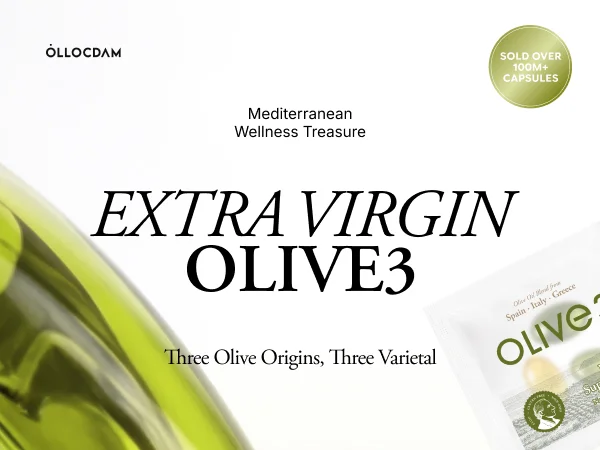 OLLOCDAM Olive3 Premium Extra Virgin Olive Oil Capsules 1500mg 0.05 oz.(1.5g) x 15ea detail 1
