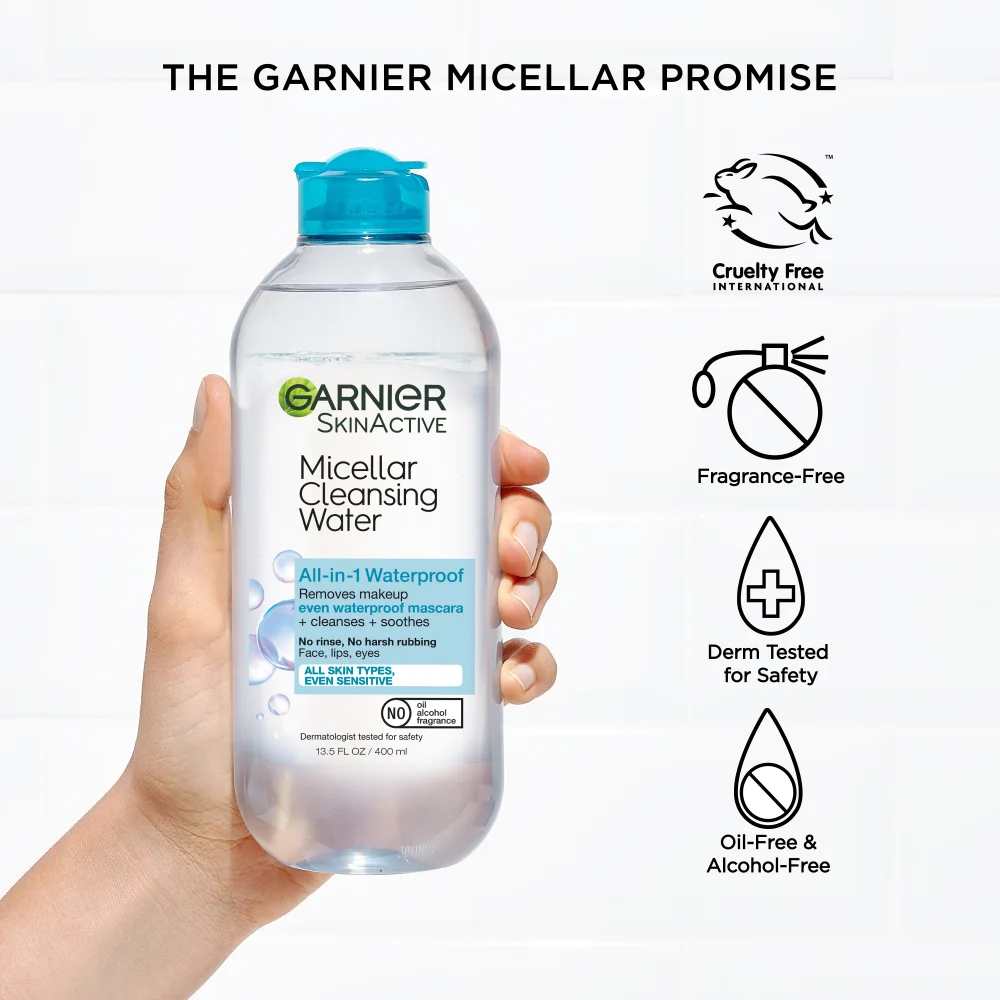 Garnier Skinactive Micellar Cleansing Water And Waterproof Makeup Remover 13.5 fl. oz.(400ml) detail 4
