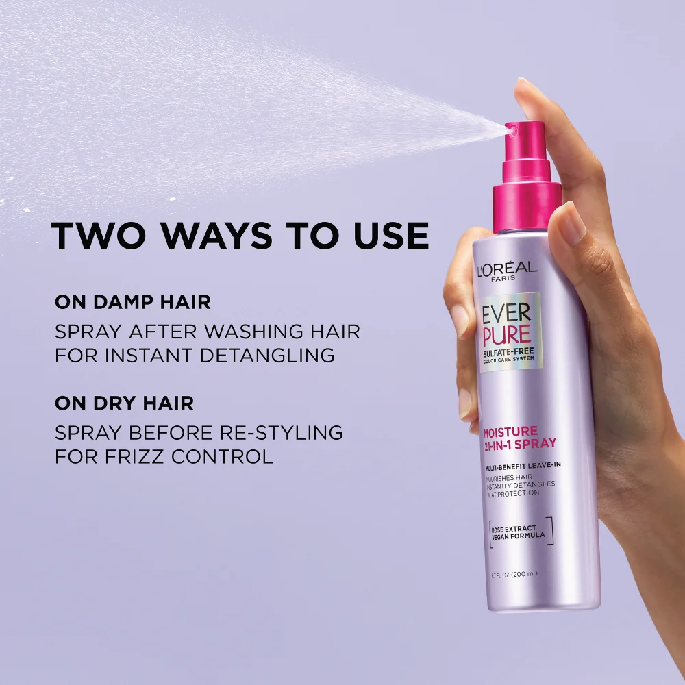 L'Oreal Paris Sulfate Free Moisture 21-in-1 Leave-In Conditioner for Dry Hair, EverPure, 6.7 fl. oz.(200ml) detail 1