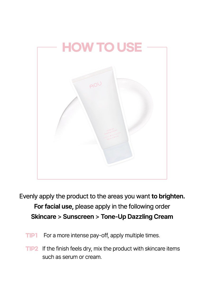 AOU Tone-up Dazzling Cream 01 White 3.38 fl. oz.(100ml) detail 14