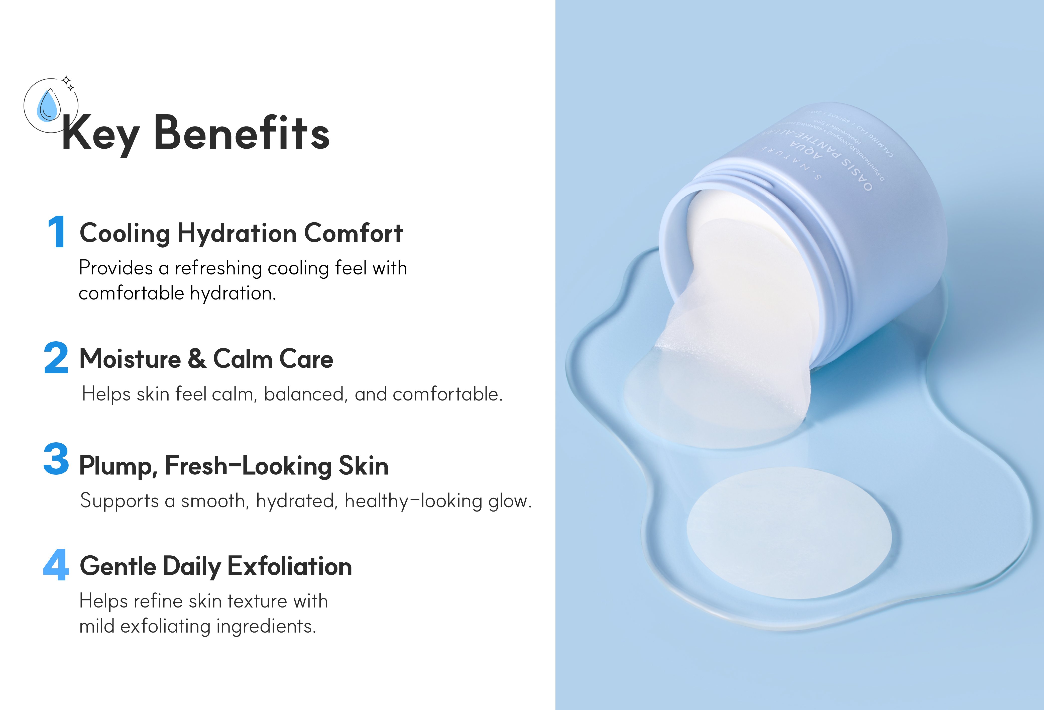 S.NATURE Aqua Oasis Panthe-Allan Calming 60 Pads 6.42 fl. oz.(190ml) detail 2