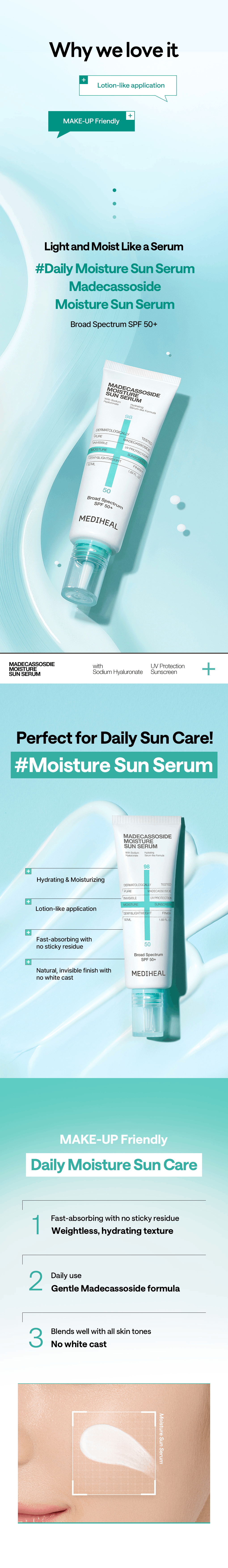 MEDIHEAL Madecassoside Moisture Sun Serum 1.69 fl. oz.(50ml