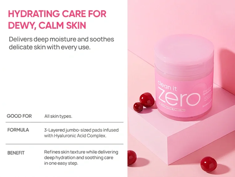 BANILA CO Clean It Zero Pink Hydration Toner Pad 7.95 fl. oz.(235ml) x 70ea detail 2
