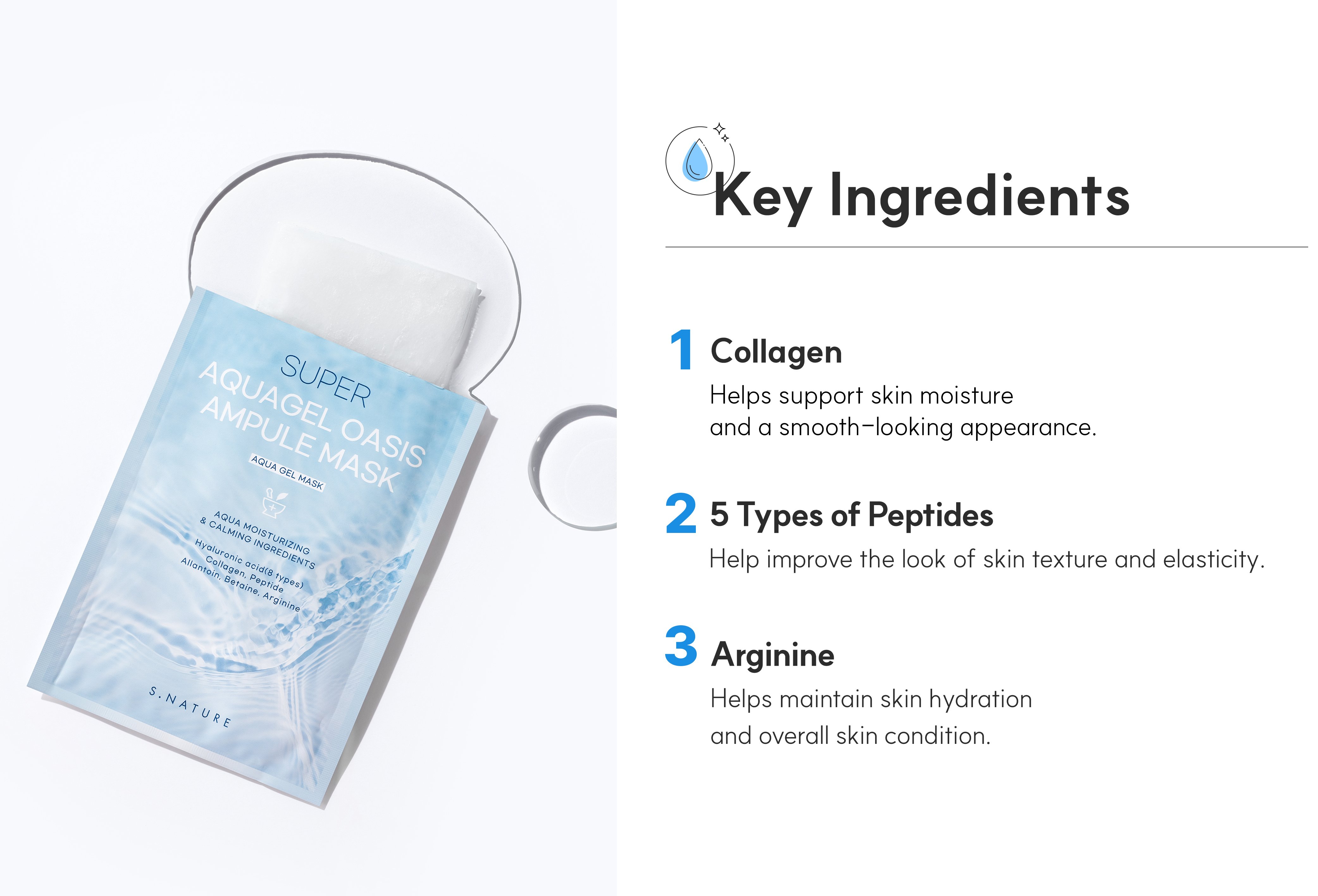 S.NATURE Super Aquagel Oasis Ampule Mask 5 sheets 5.07 fl. oz.(150ml) detail 3