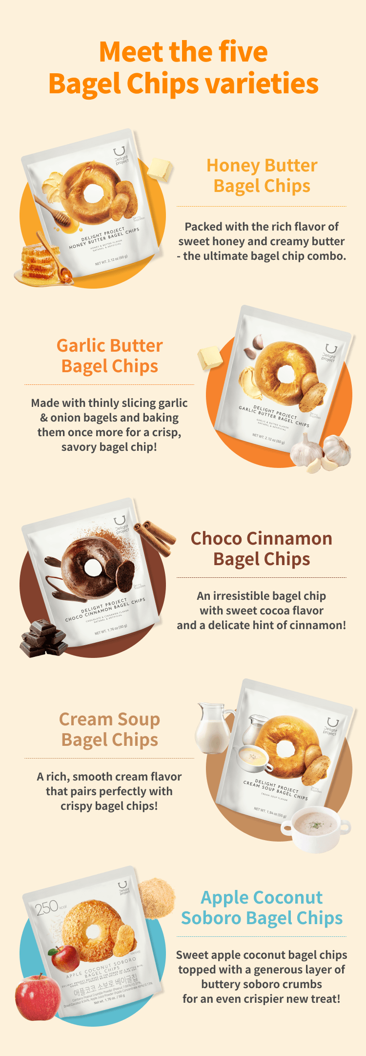 DELIGHT PROJECT Garlic Butter Bagel Chip 2.12 oz.(60g) detail 2