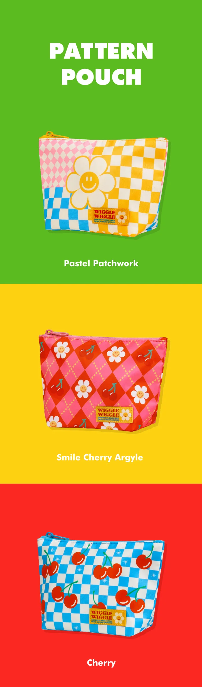 wiggle wiggle Pattern Pouch - Pastel Patchwork detail 1