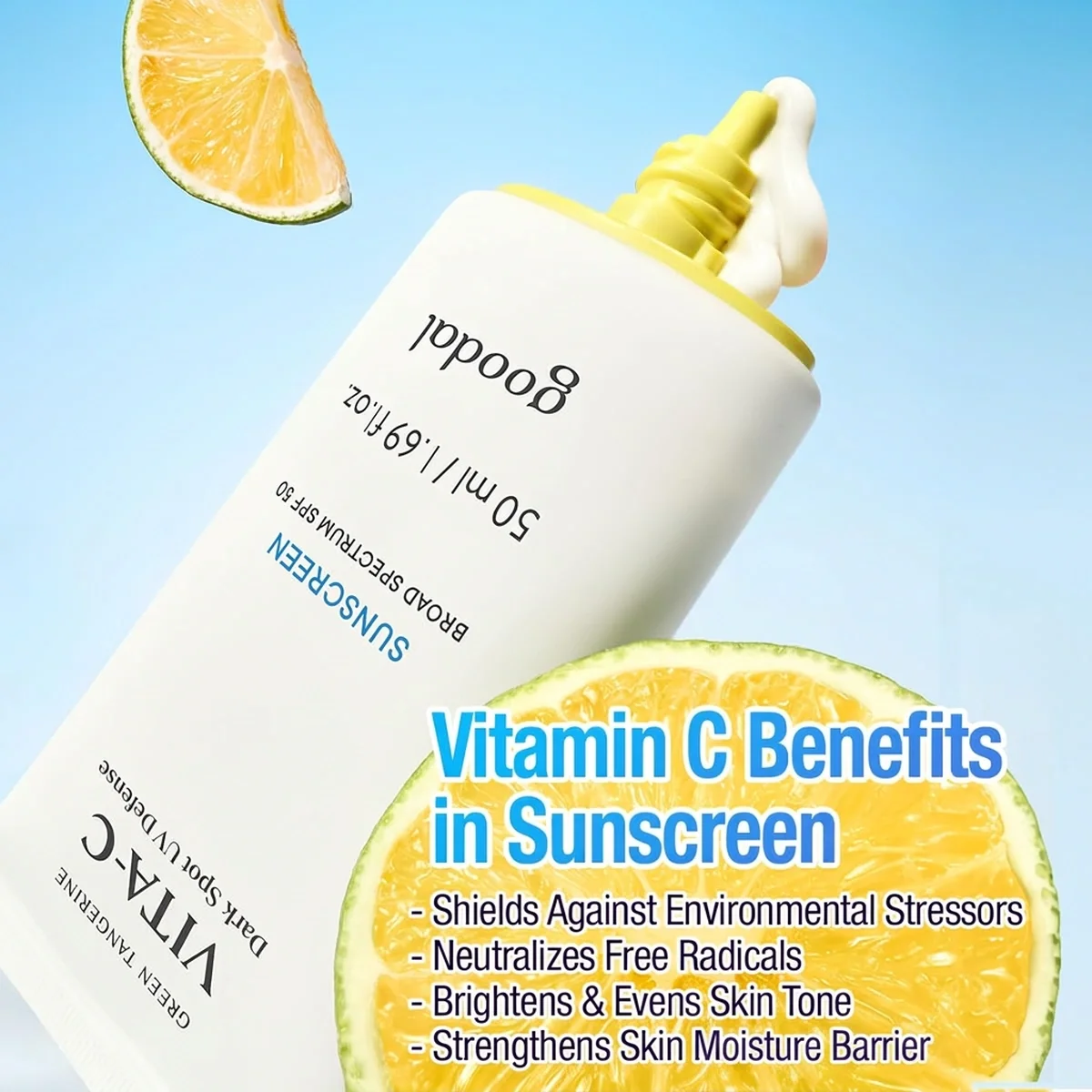 GOODAL Green Tangerine Vita C Dark Spot UV Defense Sun Screen 1.69 fl. oz.(50ml) detail 3