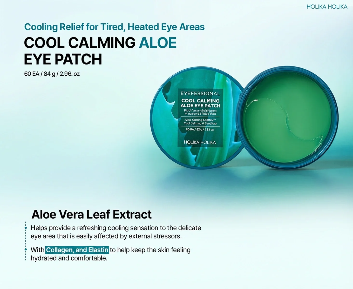 Holika Holika Eyefessional Cool Calming Aloe Eye Patch 60 Patches 2.96 oz.(84g) detail 1