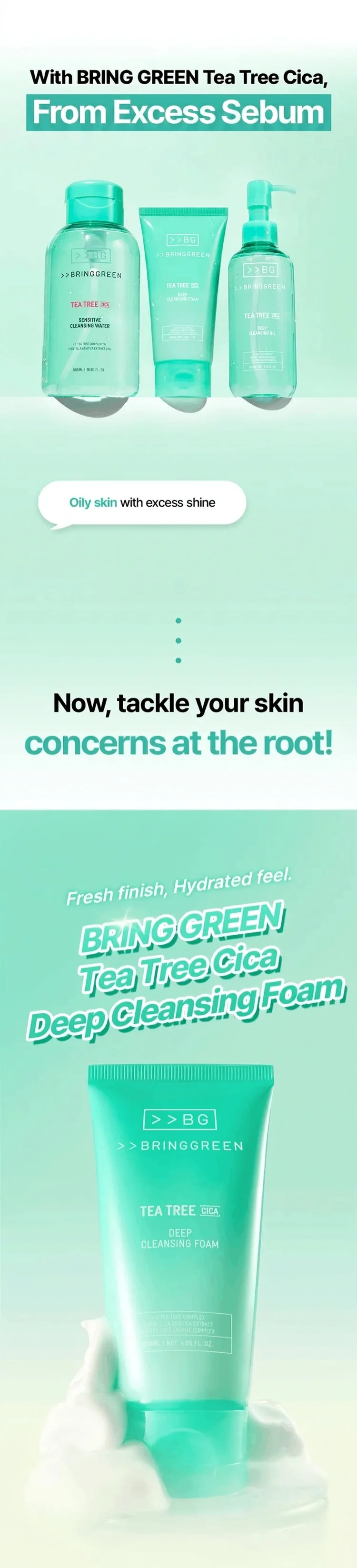 BRING GREEN Tea Tree Cica Deep Cleansing Foam 4.05 fl. oz.(120ml) detail 1