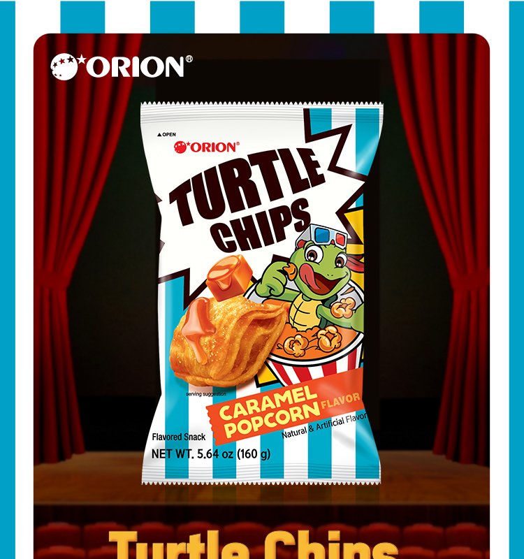 ORION Turtle Chips Caramel Popcorn 5.64 oz.(160g) detail 1