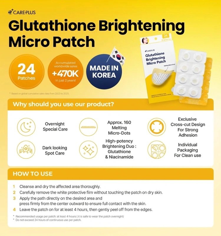 CARE PLUS Glutathione Brightening Micro Patch (24ct)
