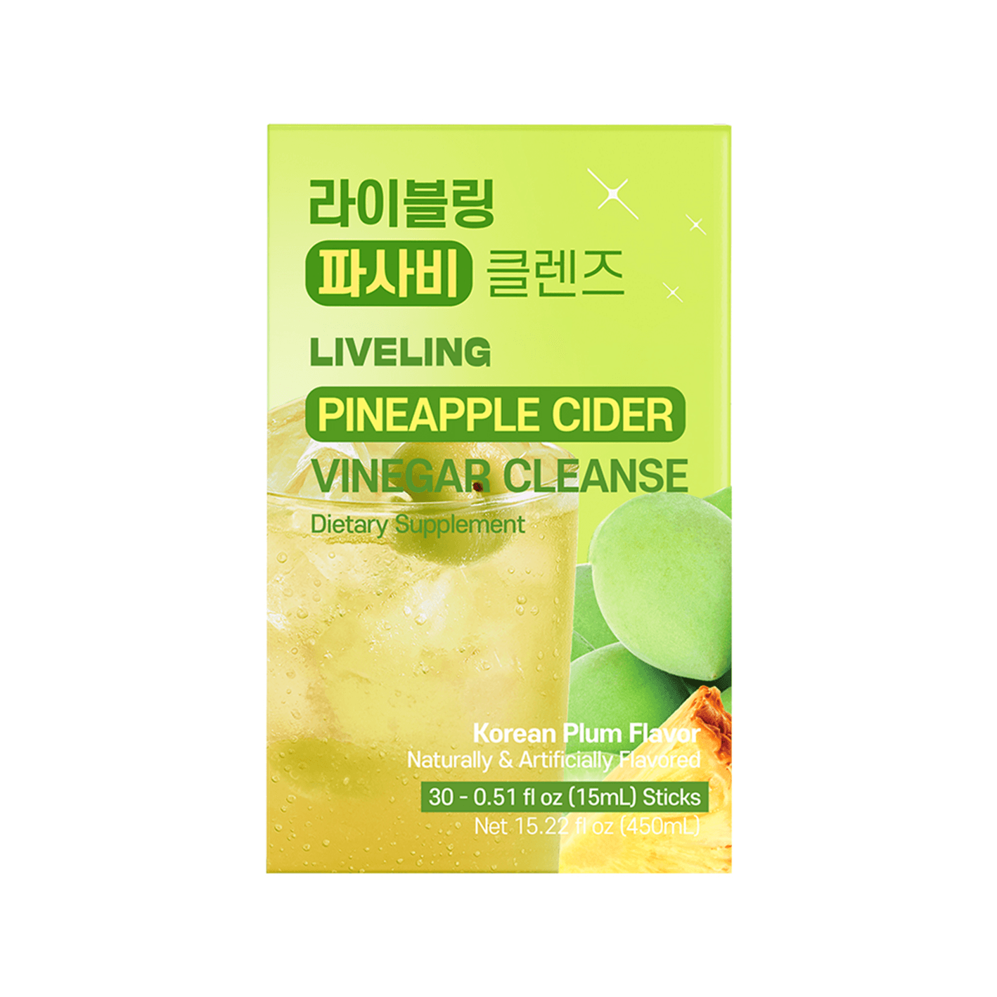 LIVELING Pineapple Cider Vinegar Cleanses Korean Plum Flavor 0.51 oz.(15ml) x 30ea detail 1