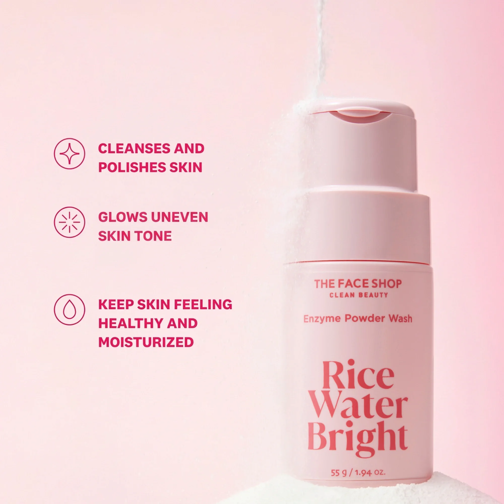 THE FACE SHOP Rice Water Bright Enzyme Powder Wash 1.94 oz.(55g) detail 2