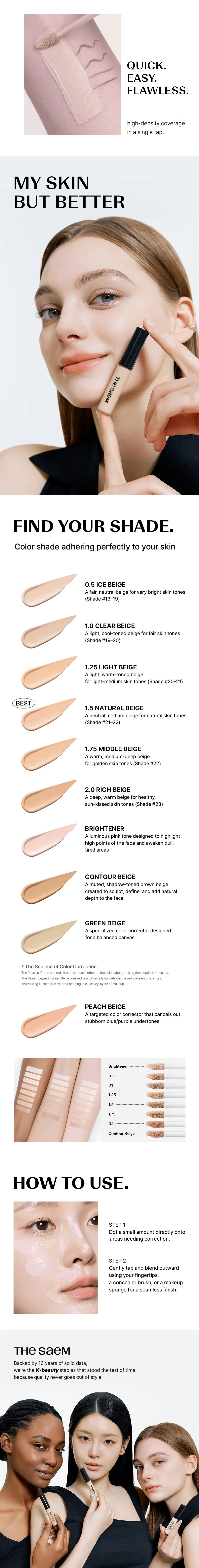 [9colors] THE SAEM Cover Perfection Tip Concealer 0.22 oz.(6.5g) detail 3
