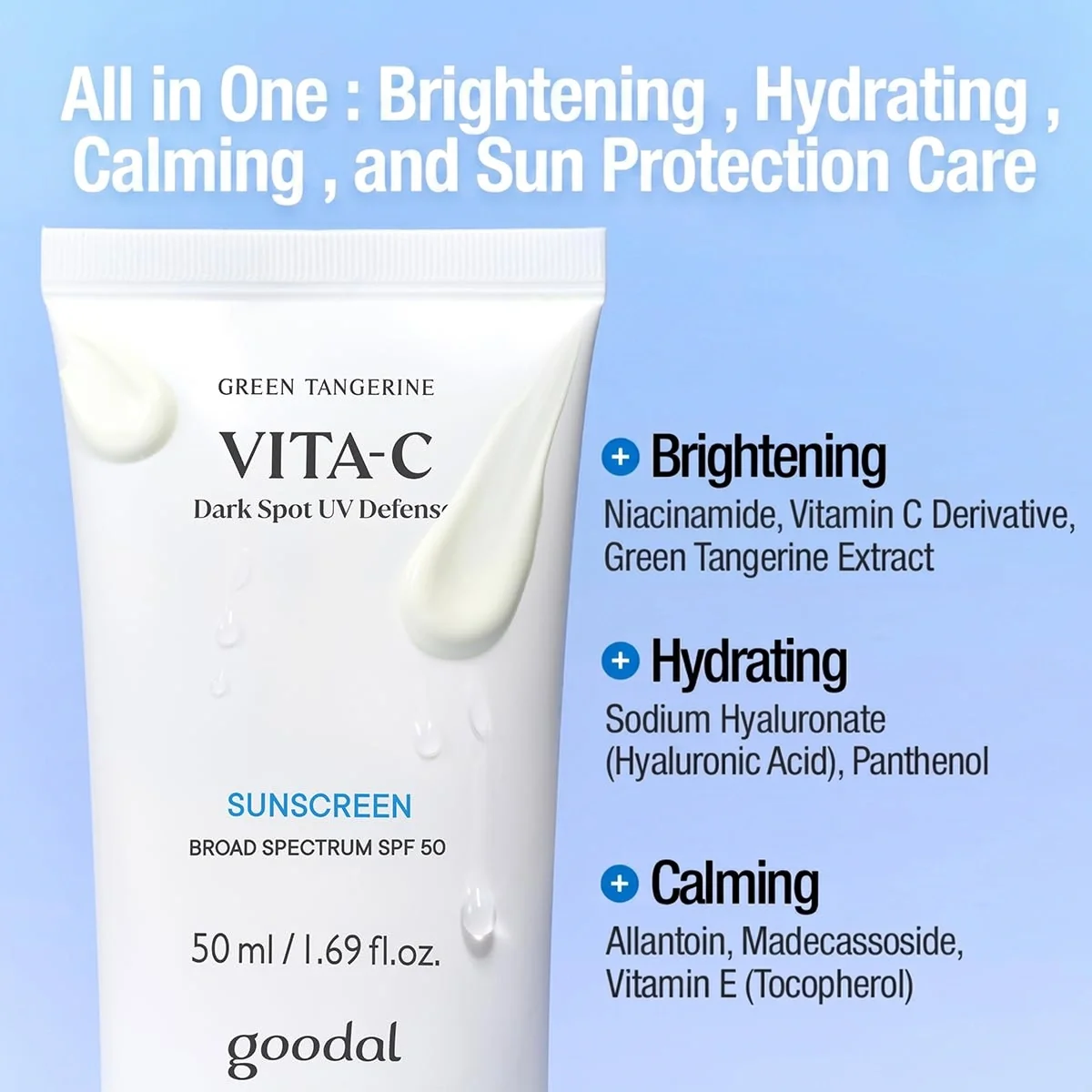 GOODAL Green Tangerine Vita C Dark Spot UV Defense Sun Screen 1.69 fl. oz.(50ml) detail 2