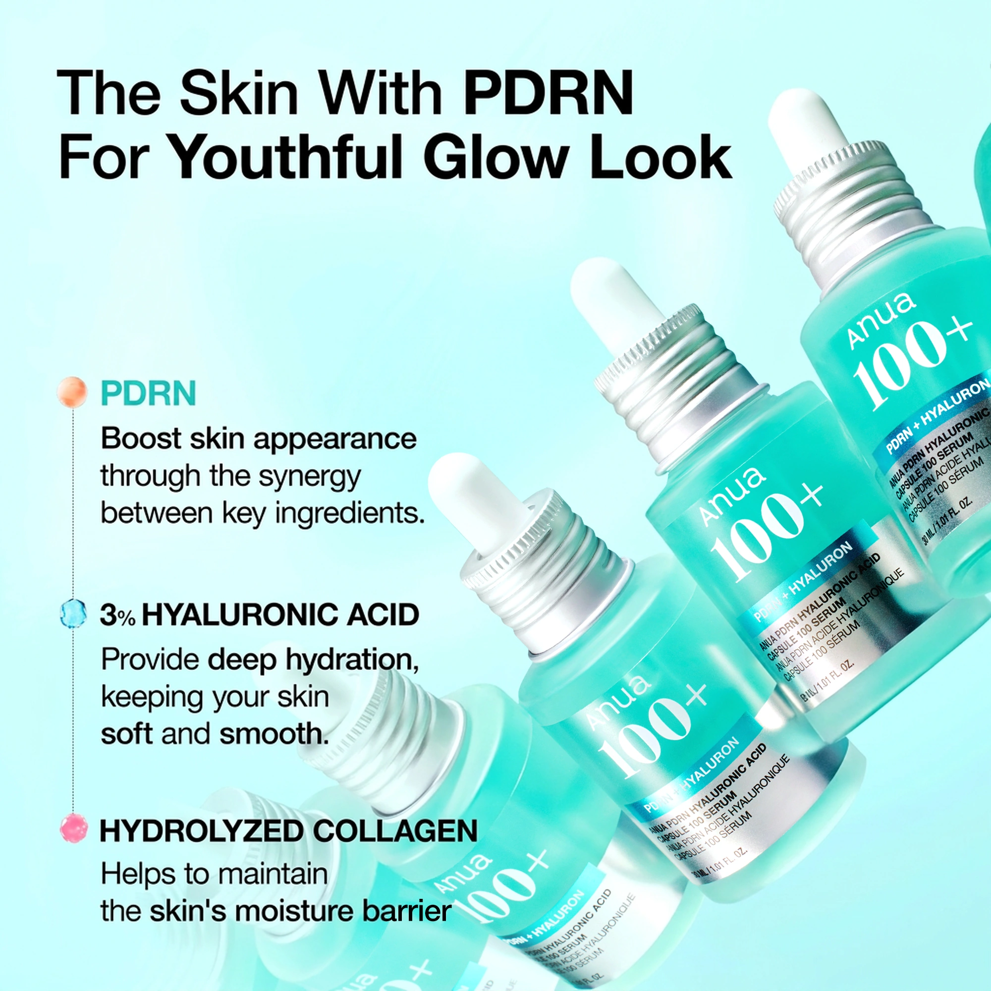 Anua PDRN Hyaluronic Acid Set (Serum 1.01 fl. oz.(30ml) + PDRN Cream 2.02 fl. oz.(60ml)) - Image 5 of 12