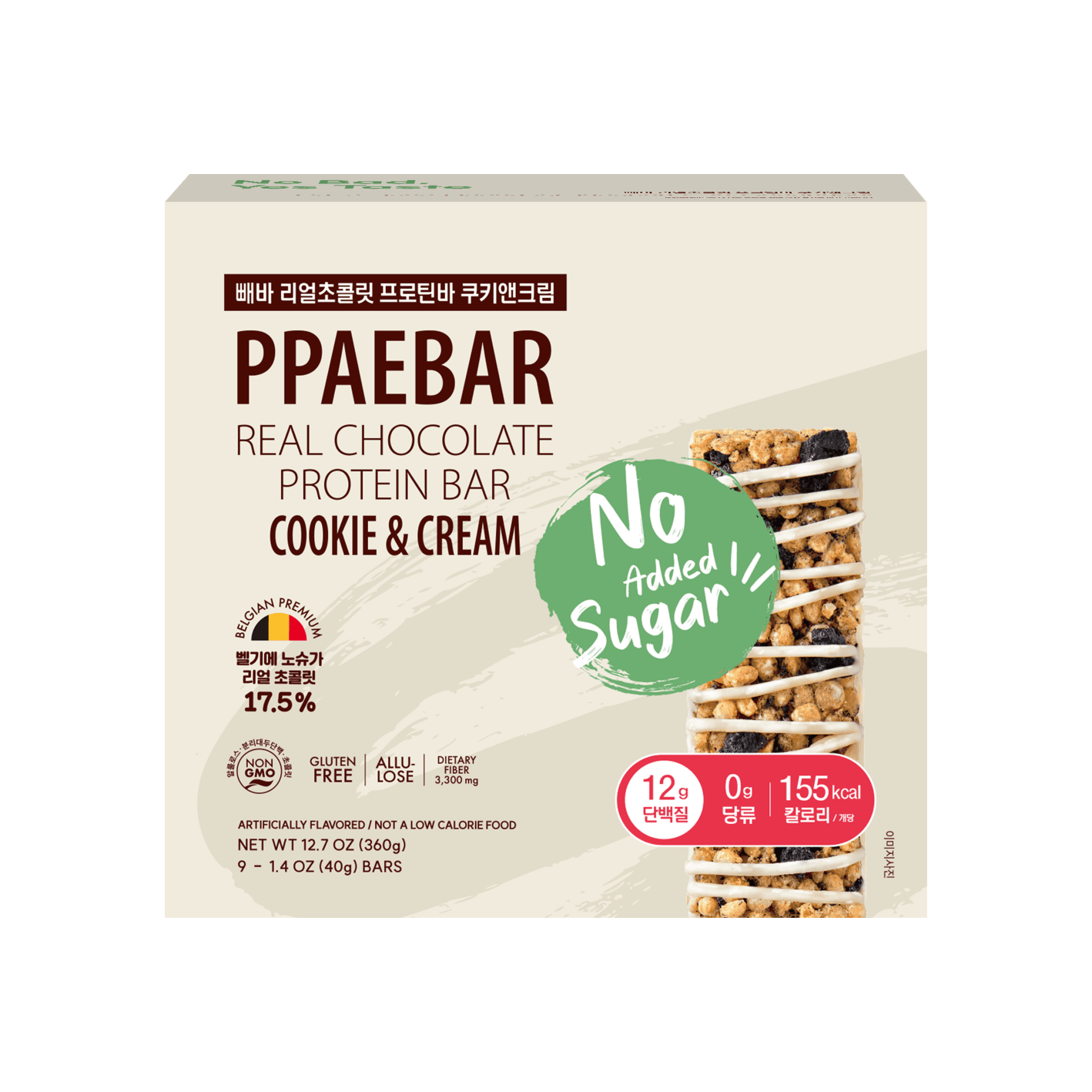 [4flavors] PPAEBAR Real Chocolate Protein Bar 1.4 oz.(40g) x 9ea detail 3