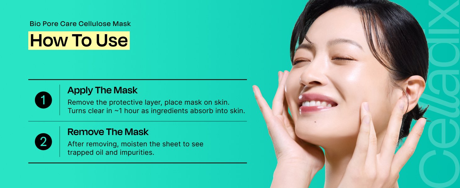 Celladix Bio Pore Care Cellulose Mask 0.6 oz.(18ml) x 5ea detail 4