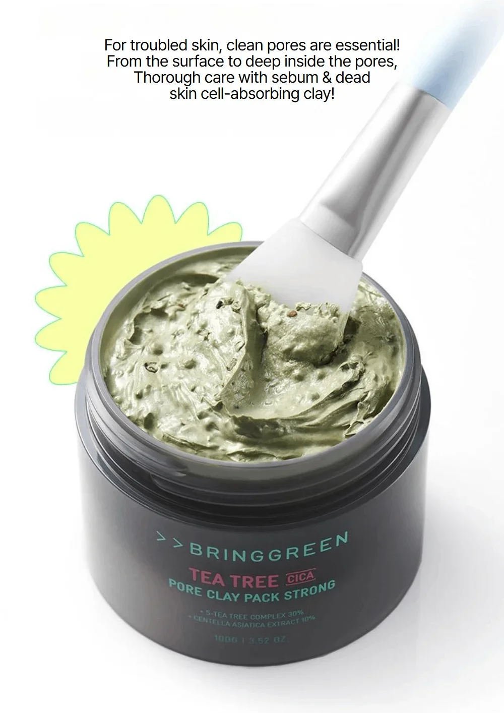 BRING GREEN Tea Tree Cica Pore Clay Pack Strong 3.52 oz.(100g) detail 3