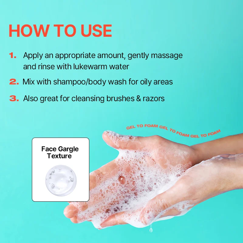 laundryou Clean Face Gargle Gel-to-foam Cleanser Strong 5.64 oz.(160g) detail 2