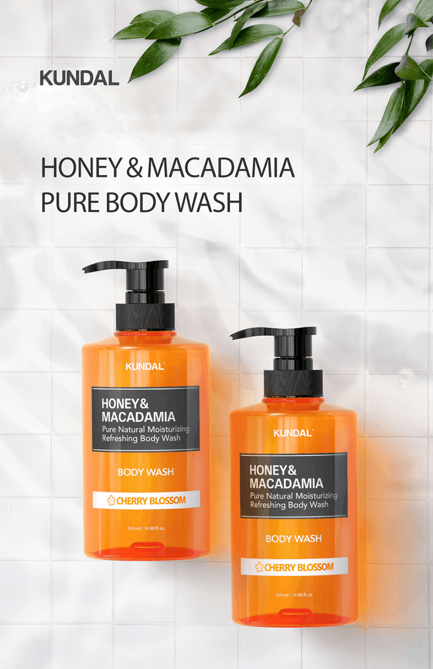 KUNDAL Honey & Macadamia Pure Body Wash Cherry Blossom 16.9 fl. oz.(500ml) detail 1
