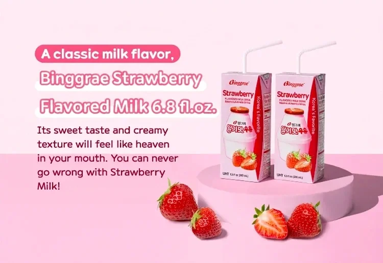 Binggrae Strawberry Flavored Milk 6.8 fl. oz.(200ml) detail 6
