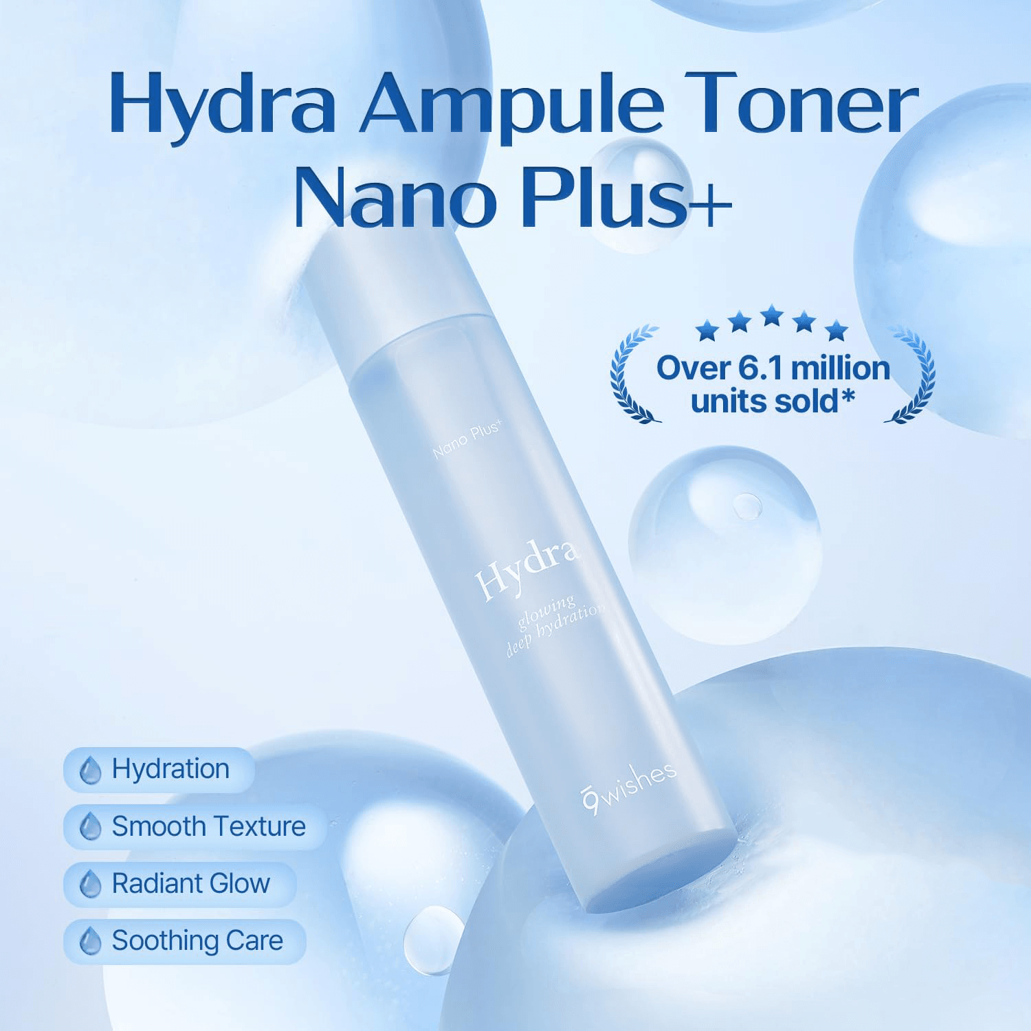 9wishes Hydra Ampule Toner Nano Plus+ 5.07 fl. oz.(150ml) detail 1