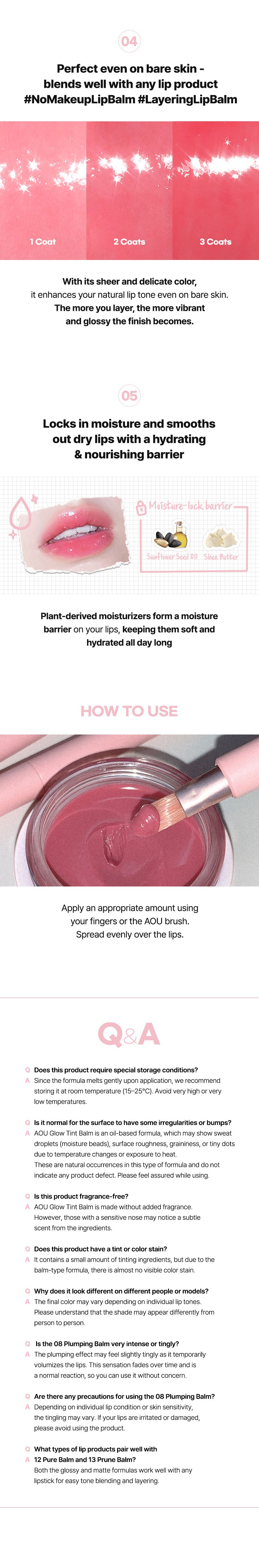 [5colors] AOU Glowy Tint Balm 0.12 oz.(3.5g) detail 7