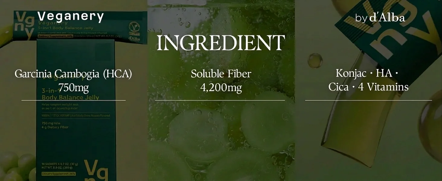 Veganery by d'Alba 3-in-1 Body Balance Jelly Dietary Supplement 0.41 oz.(20g) x 14ea detail 4