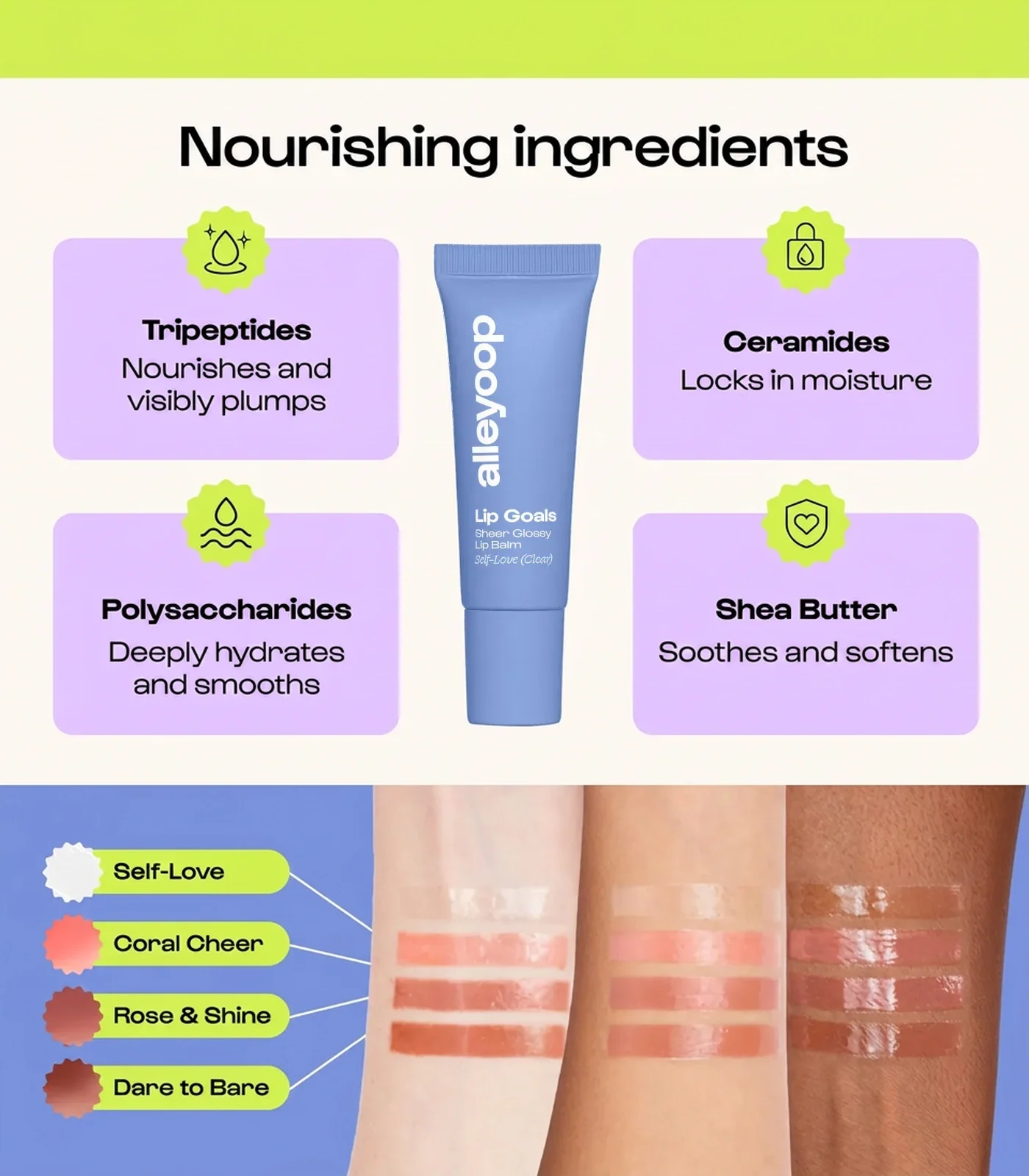 [4colors] Alleyoop Lip Goals Triple Peptide Hydrating Gloss 0.35 oz.(10g)  detail 3