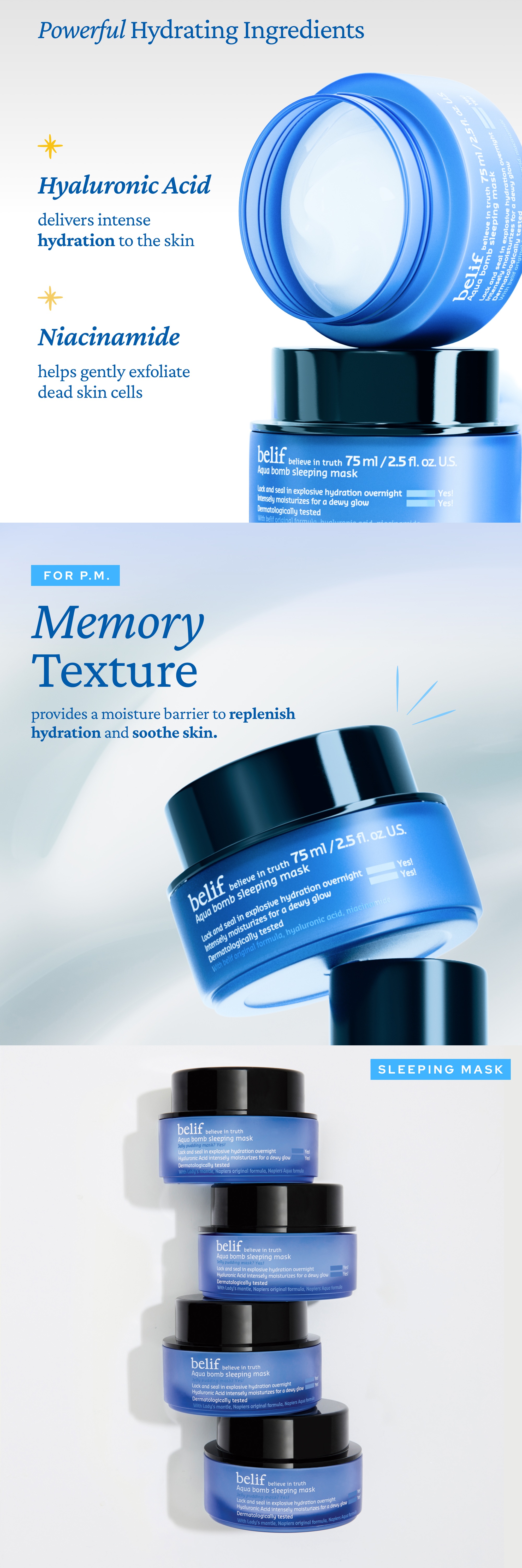 BELIF Aqua Bomb Sleeping Mask 2.54 fl. oz.(75ml) detail 1