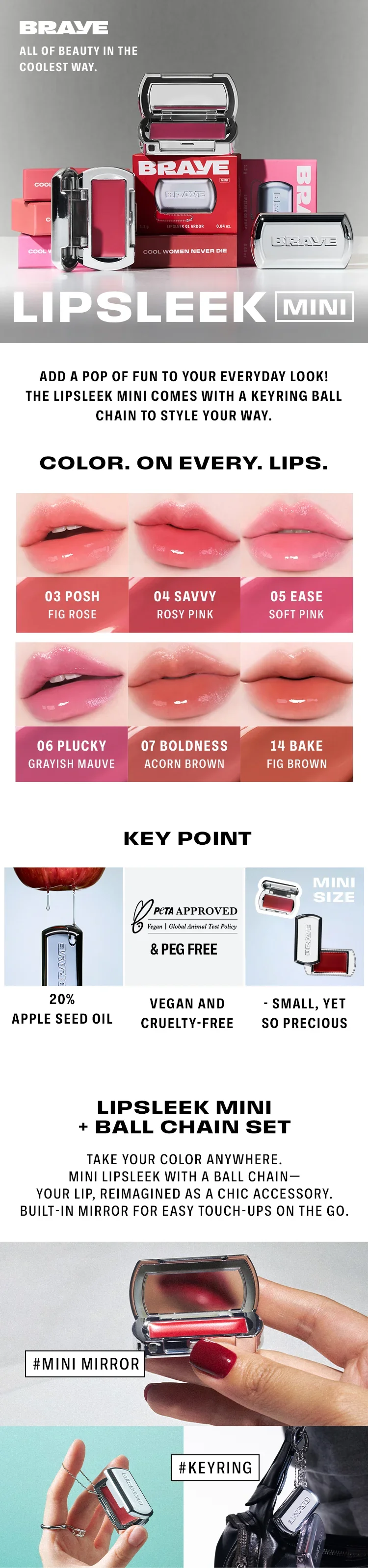 [6colors] BRAYE Lipsleek Mini 0.04 oz.(1.3g) detail 1