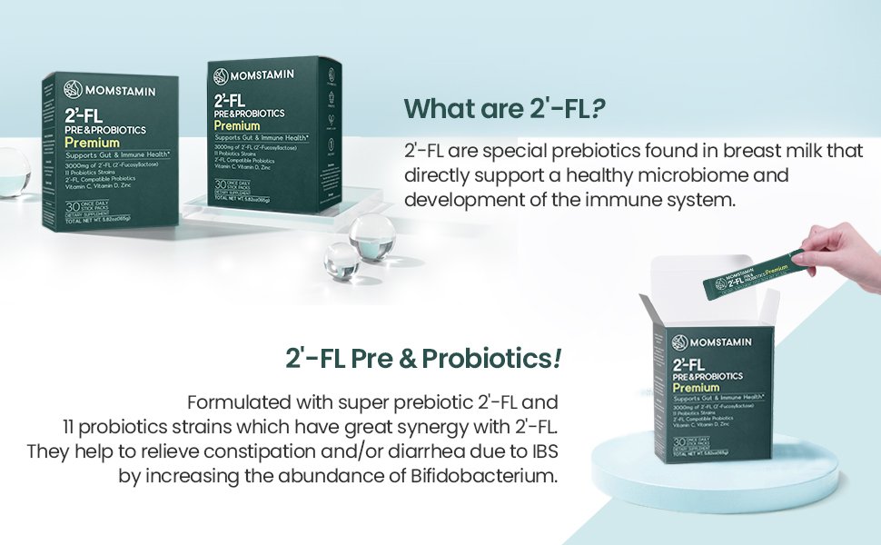MOMSTAMIN HMO 2'-FL Prebiotic Probiotic Fiber Powder Stick 0.19 oz.(5.5g) x 30ea detail 3