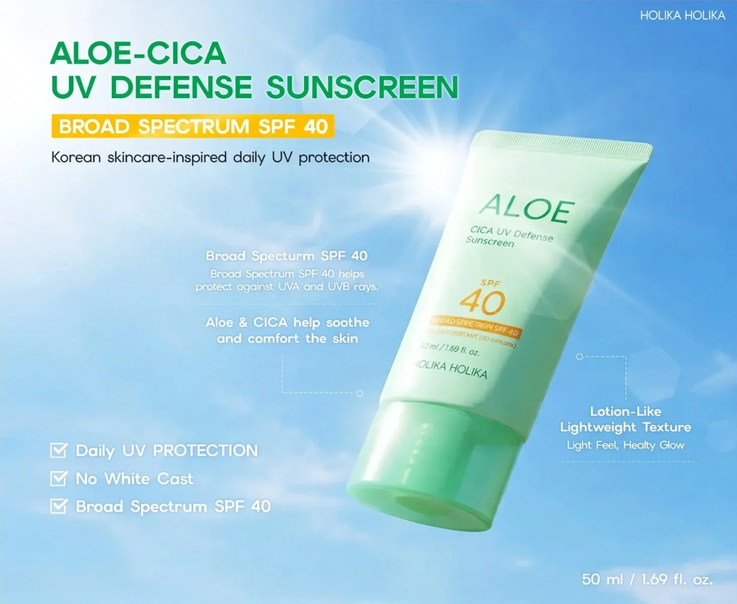 Holika Holika Aloe Cica UV Defense Sunscreen 1.69 fl. oz.(50ml) detail 1