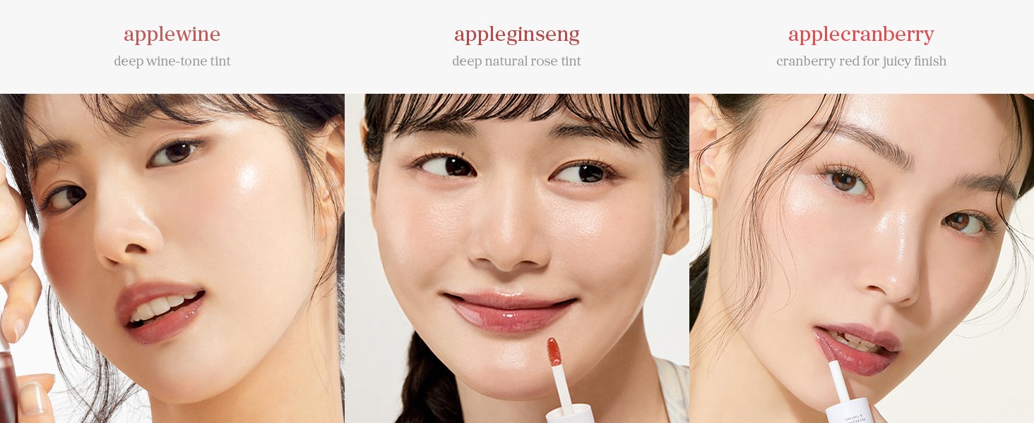NOONI Apple Seed Lip Oil Set (appleberry & Applecherry & Appleplum) 0.12 fl. oz.(3.7ml) x 3ea detail 7