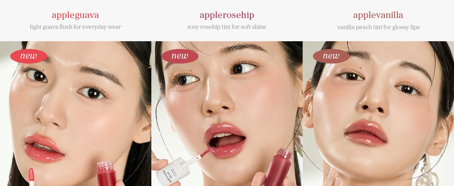 NOONI Apple Seed Lip Oil Set (appleberry & Applecherry & Appleplum) 0.12 fl. oz.(3.7ml) x 3ea detail 5
