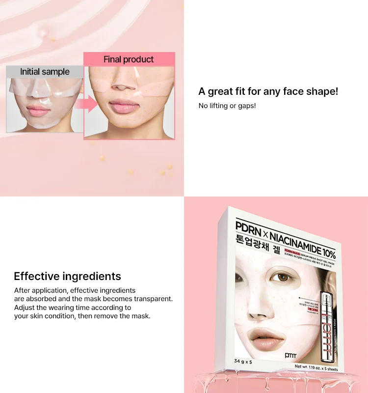 prmr PDRN-nia10 Mega Shot Gel Mask 5 sheets(26y) 1.19 oz.(34g) detail 3