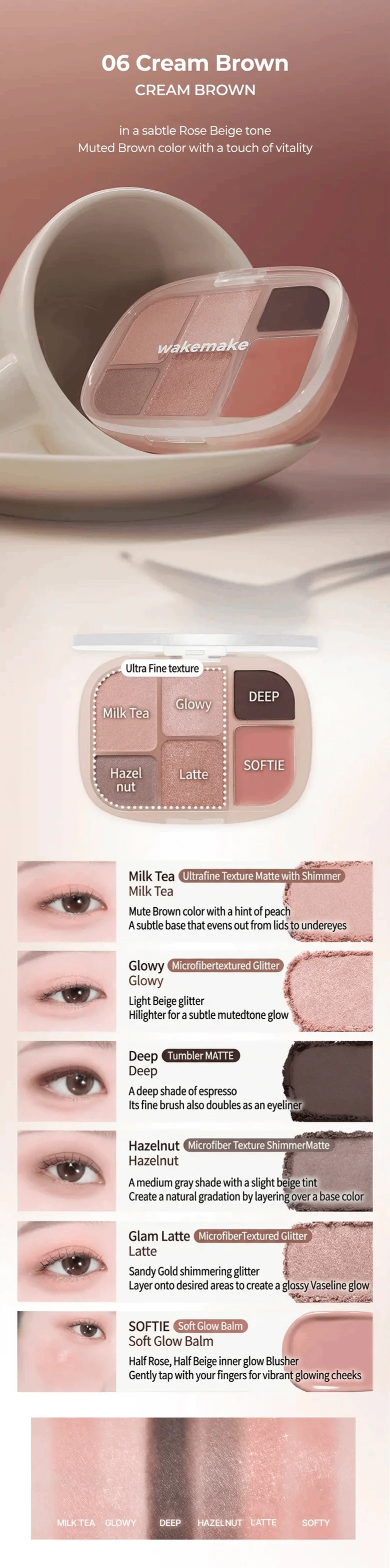 [8colors] WAKE MAKE Soft Sheer Muti Palette 0.21 oz.(6.1g) detail 5