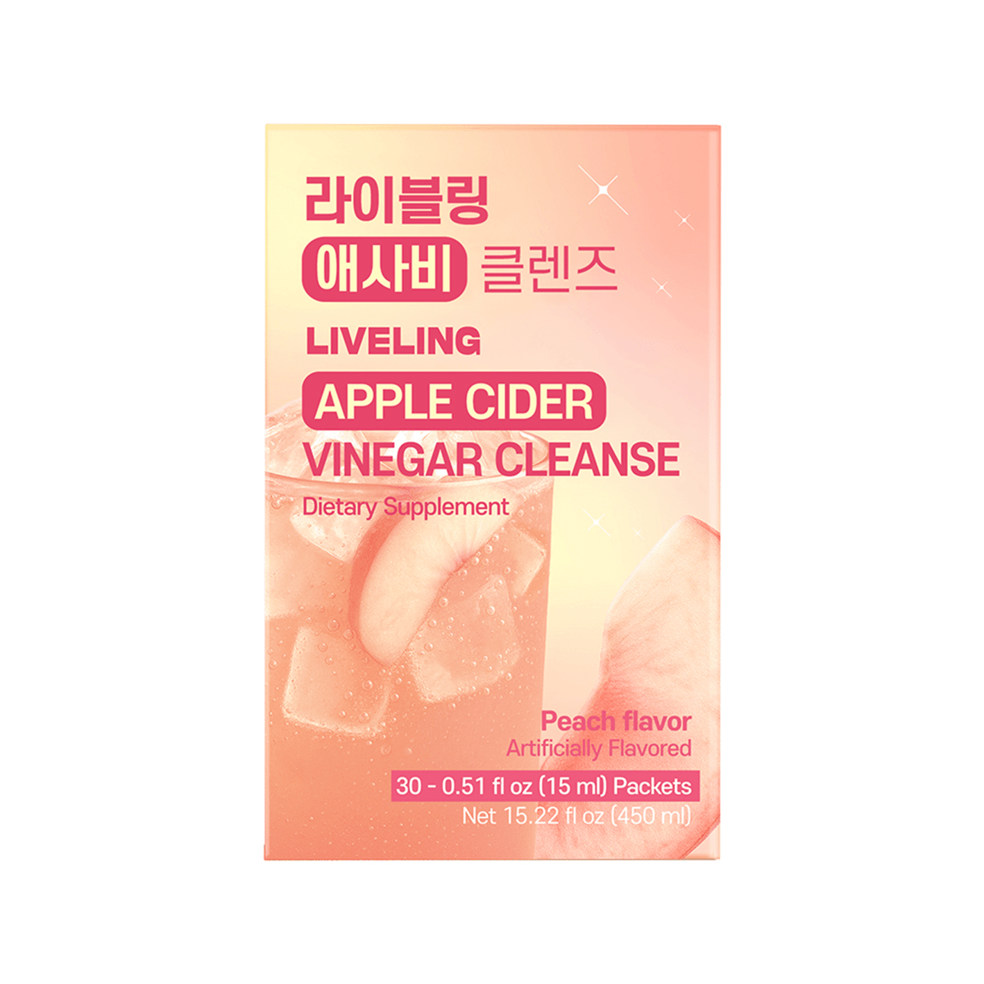 LIVELING Apple Cider Vinegar Cleanses Peach Flavor 0.5 fl. oz.(15ml) x 30ea detail 1
